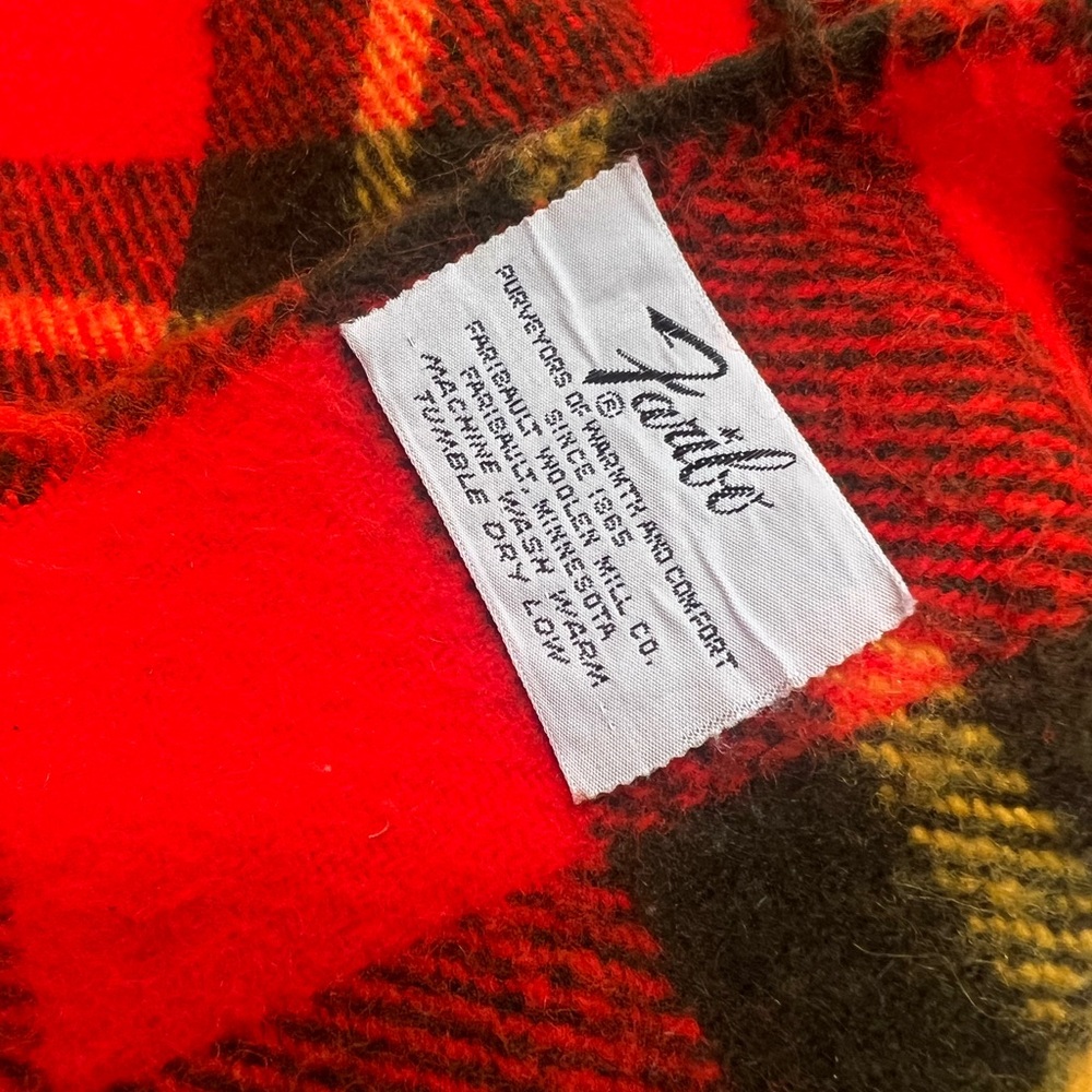 Faribo Wool Throw Blanket Red Plaid Faribault Woolen Mills
USA 53x48